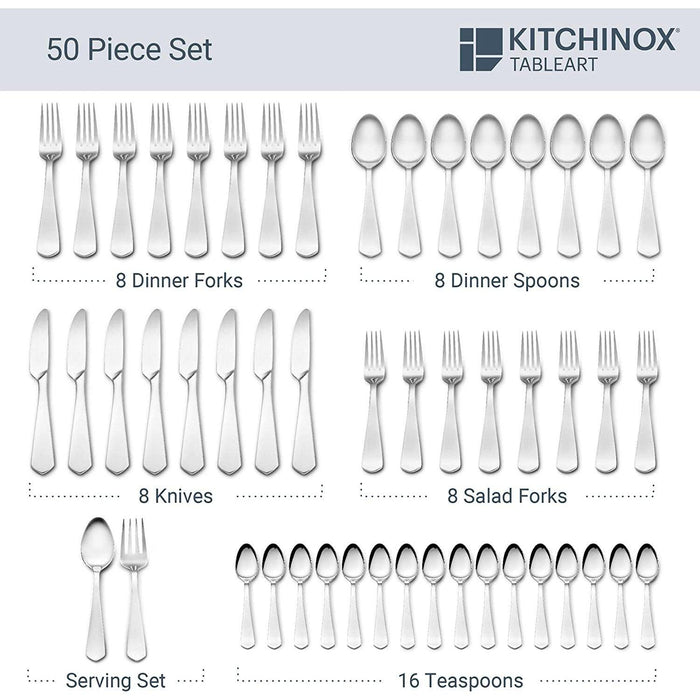 Boston Warehouse - Penthouse Satin 50Pc Flatware Svc For 8 - Limolin 